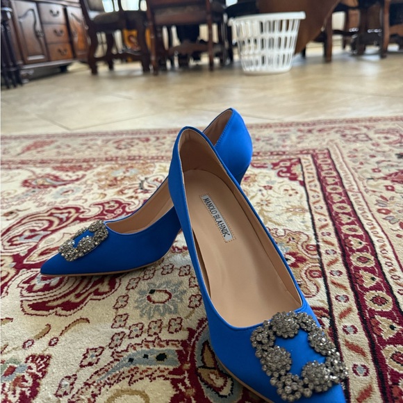 Manolo Blahnik Royal Blue Embellished Heels